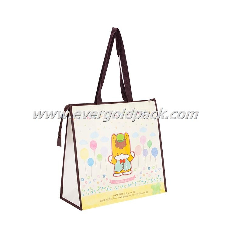 PP Non Woven Laminated Shopping Bag with Zipper Closure