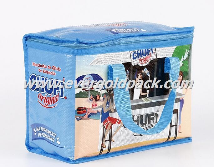 PP Non Woven Glossy Laminated Food Delivery Cooler Bag With Zipper Closure