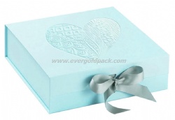Magnetic Folding Gift Cardboard Box With Ribbon Closure