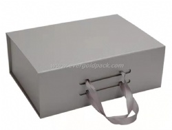 Magnetic Folding Rigid Cardboard Box With Ribbon Closure