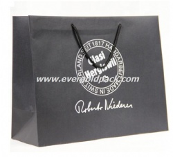 Luxury Custom Retail Black Paper Euro Tote Bags With White Logo