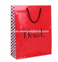 Luxury Custom Retail Red Paper Euro Tote Bags With Glossy Lamination Rope Handles