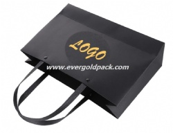 Luxury Custom Retail  Paper Euro Tote Bags Black Color Printing