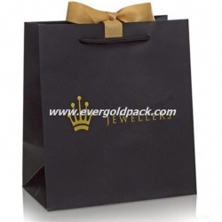 Luxury Hand Made Custom Retail Black Color Paper Euro Tote Bags With Ribbon Bow Manufacturer