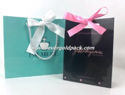 Luxury Custom Retail Shopping Paper Bags With Ribbon Bow
