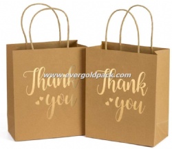 Custom Printed Retail Natural Kraft Shopping Bags With Gold Foil Logo